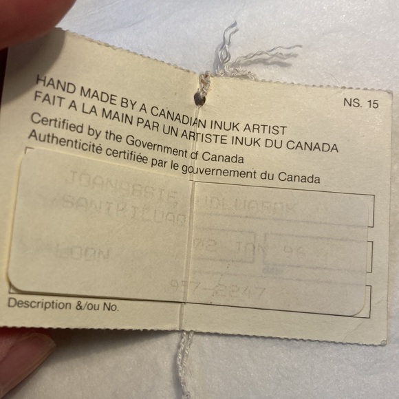 Large Loon Soapstone Inuit Art Sculpture Hand
Carved by Joanaasie Udluarsk 1996 - Picture 14 of 15